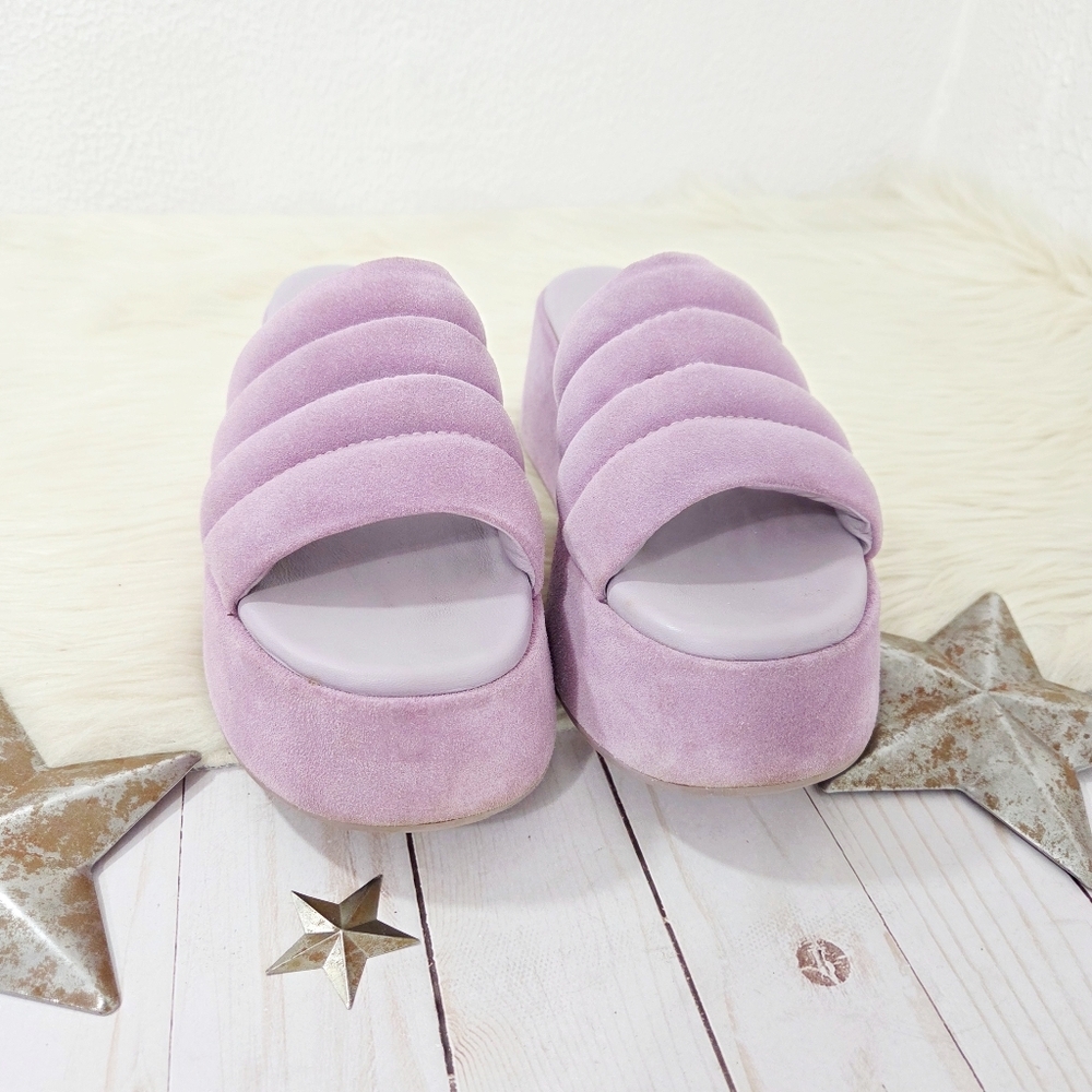 Free People Almost Paradise Flatform Sandals Orchid Purple Suede Pastel Size 37 - Picture 3 of 11